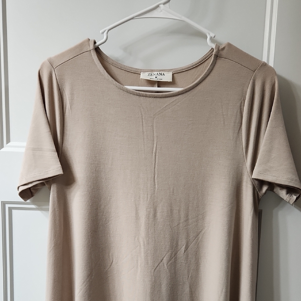NWOT Zenana Premium Taupe Midi Dress - Picture 2 of 5